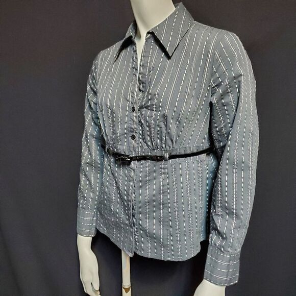 Worthington Gray & Silver Button Down Shirt & Belt - Picture 1 of 5